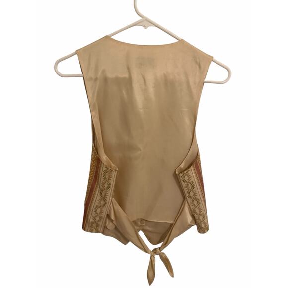 Casual Corner Women's Medium Ivory Pink V-Neck Tie Back Sleeveless Vest - Picture 10 of 10